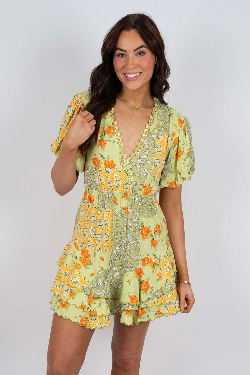 Comes And Goes Dress (Yellow Green)