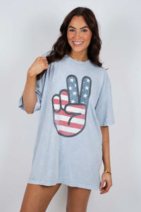 American Peace Hand Sign Graphic Tee
