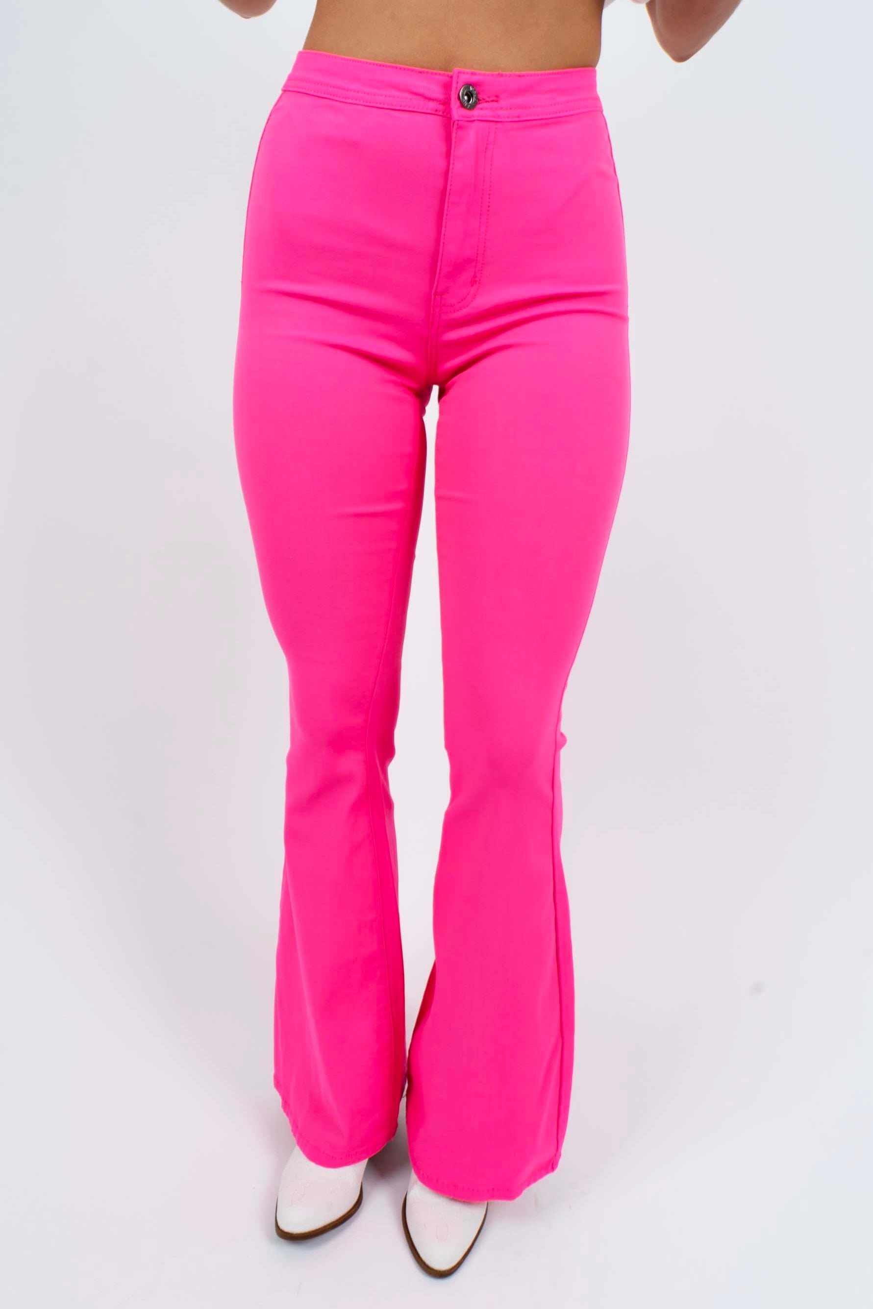 Baby pink fashion flare pants