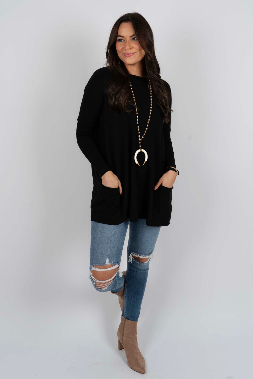 Totally Smitten Sweater (Black) Blushing