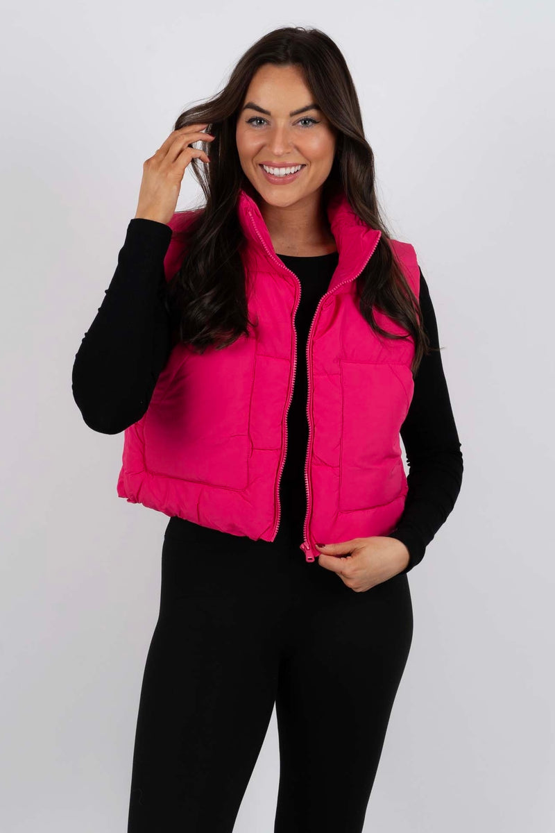 Bailey Puffer Vest (Fuchsia)