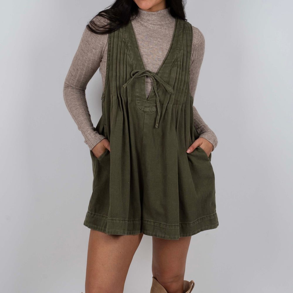 
                      
                        Towards The Sky Denim Romper (Olive)
                      
                    