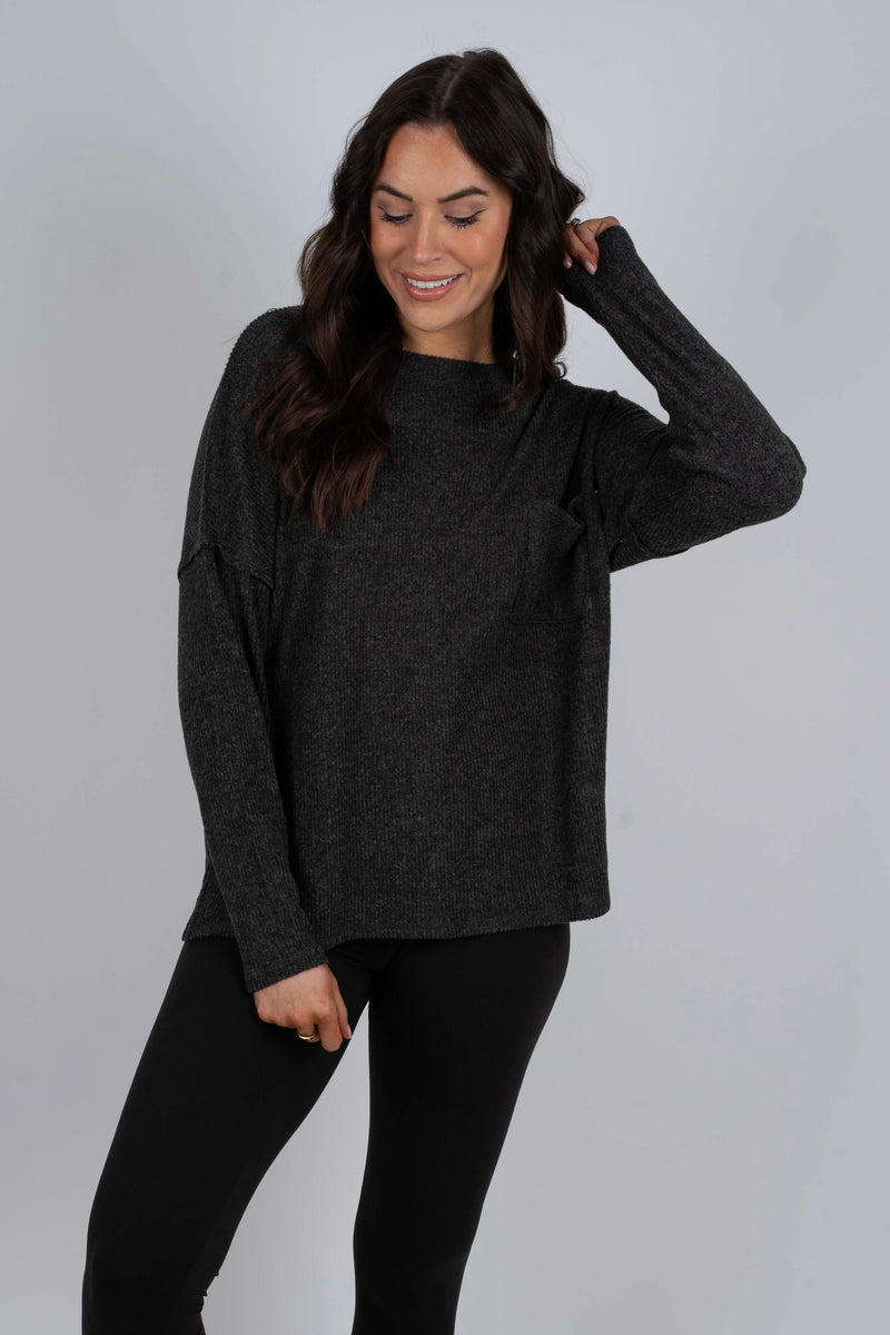 Ainsley Brushed Top (Black)