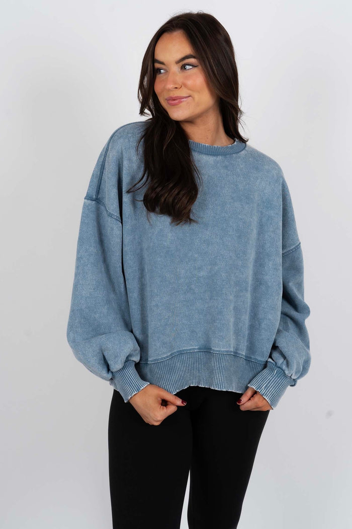 Lindsey Oversized Pullover (Dusty Blue)