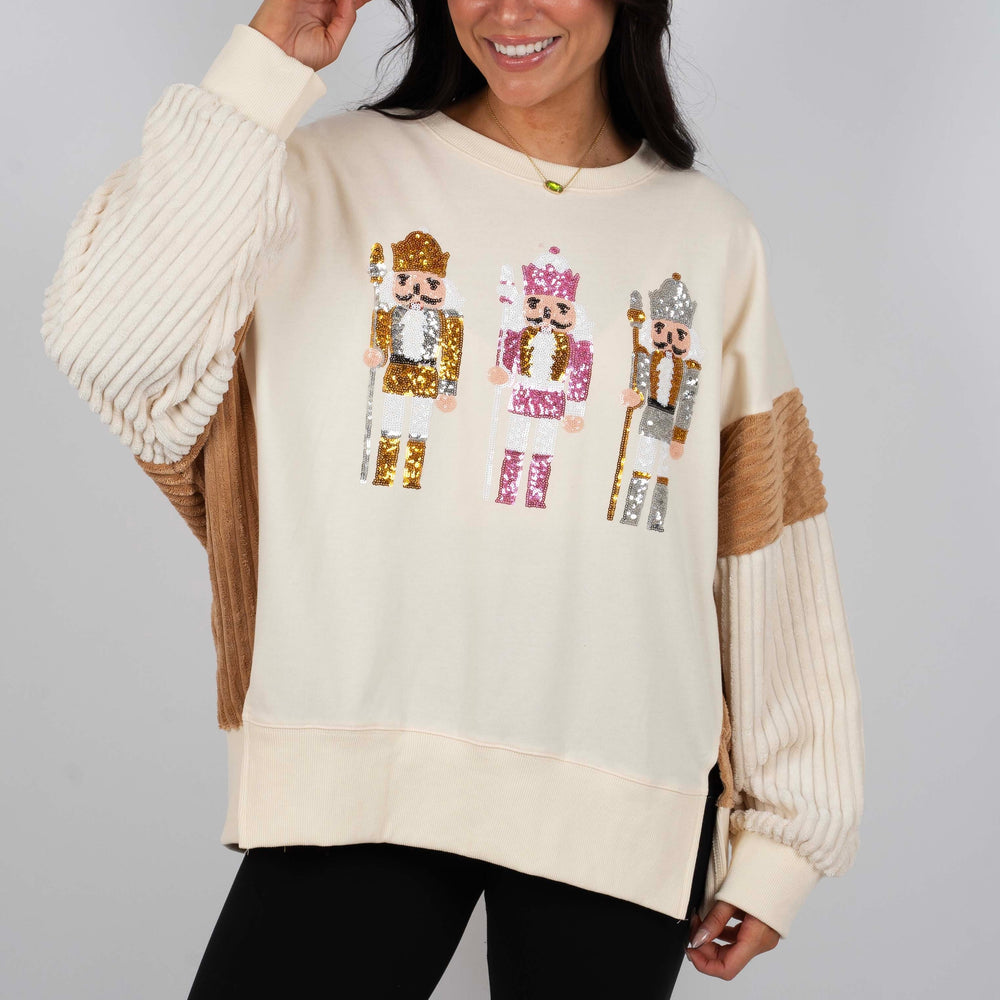 Sequin Nutcracker Sweatshirt (Cream)