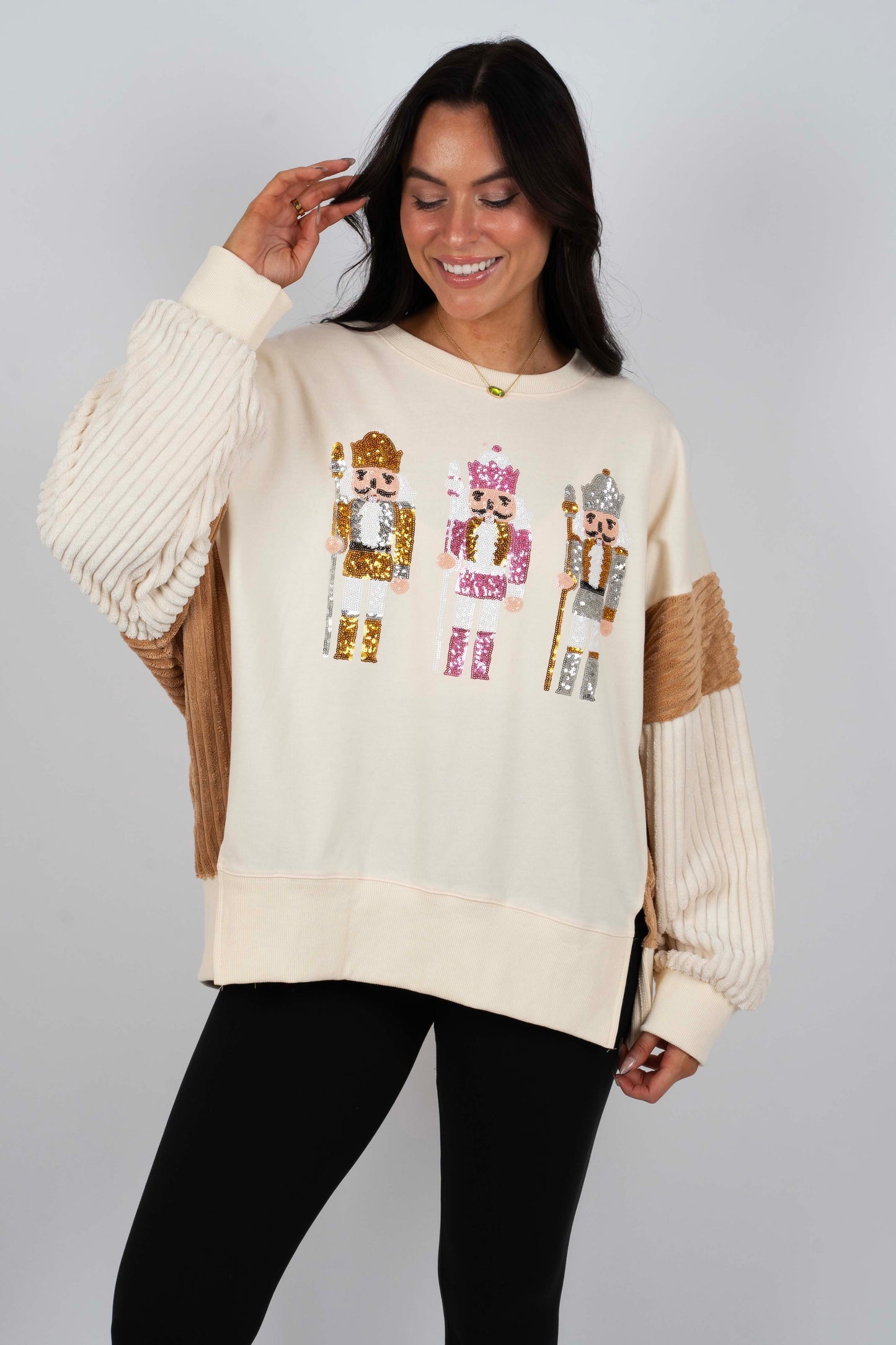 Sequin Nutcracker Sweatshirt (Cream)