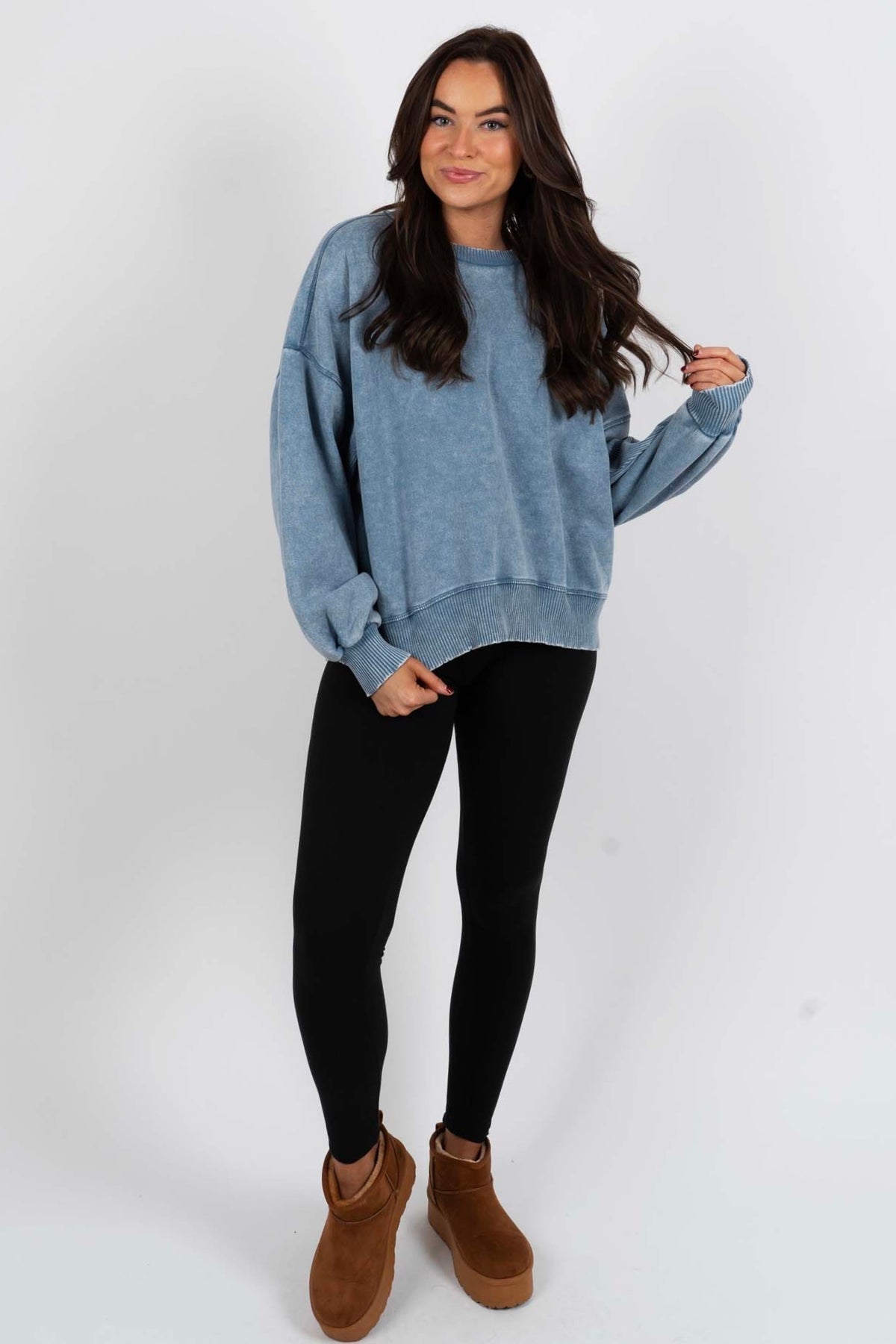 Lindsey Oversized Pullover (Dusty Blue)