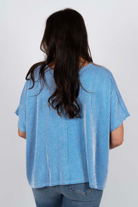 Kendall Striped Top (Ocean Blue)