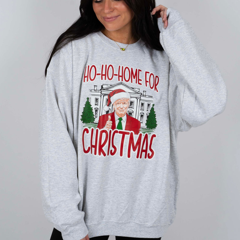 Ho-Ho-Home For Christmas Sweatshirt (Grey)