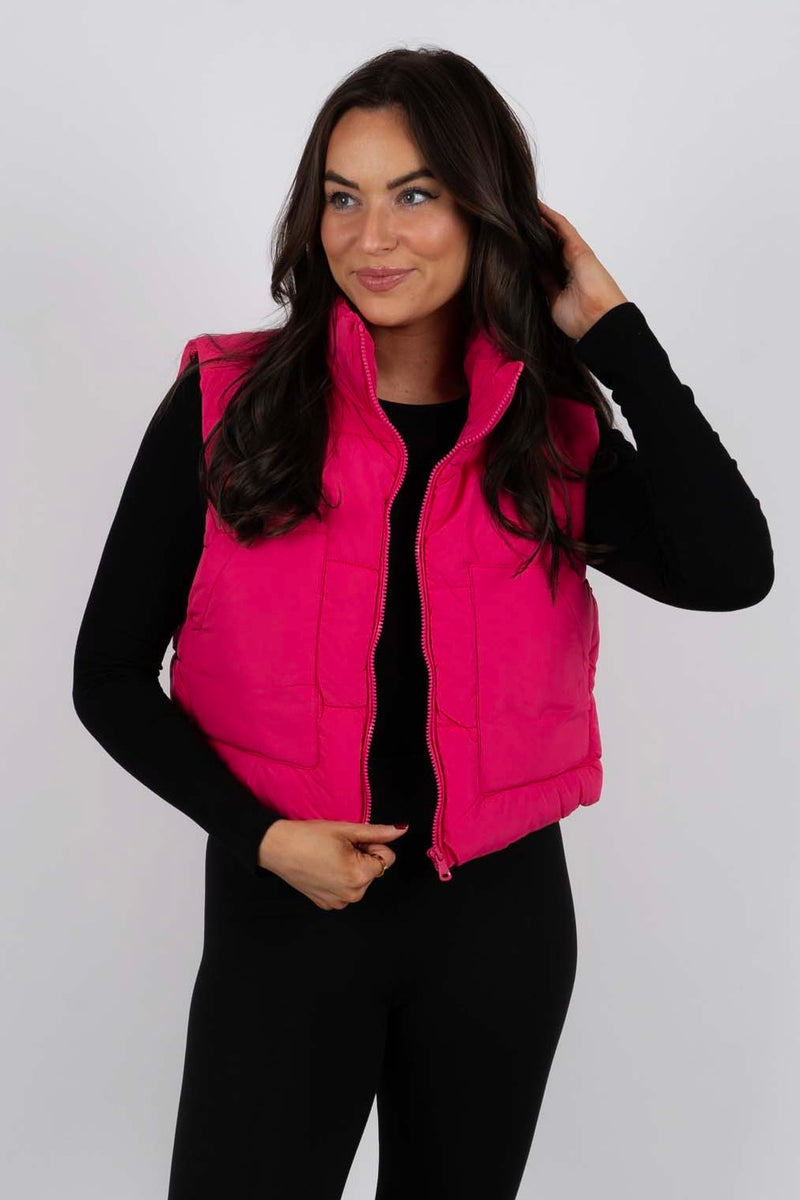 Bailey Puffer Vest (Fuchsia)