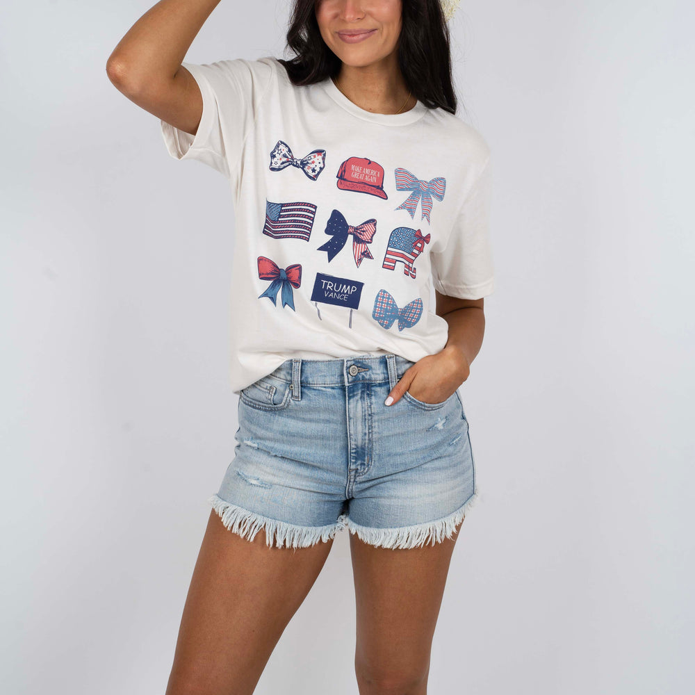 
                      
                        Patriotic Bow Graphic Tee
                      
                    