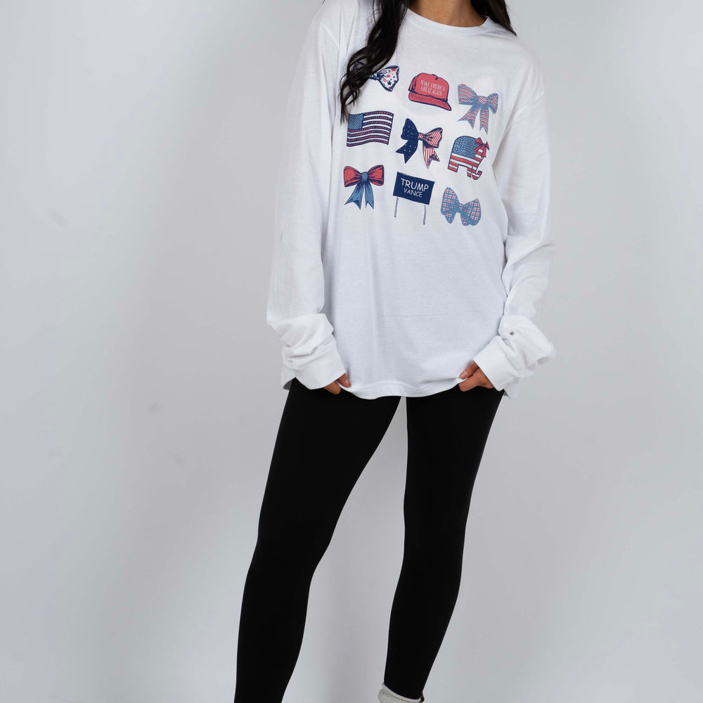 
                      
                        Long Sleeve Patriotic Bow Graphic Tee
                      
                    