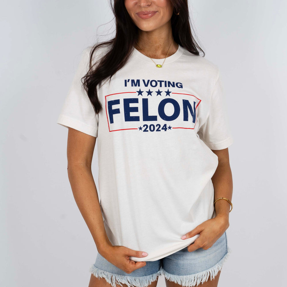 I'm Voting Felon Graphic Tee (Vintage White)