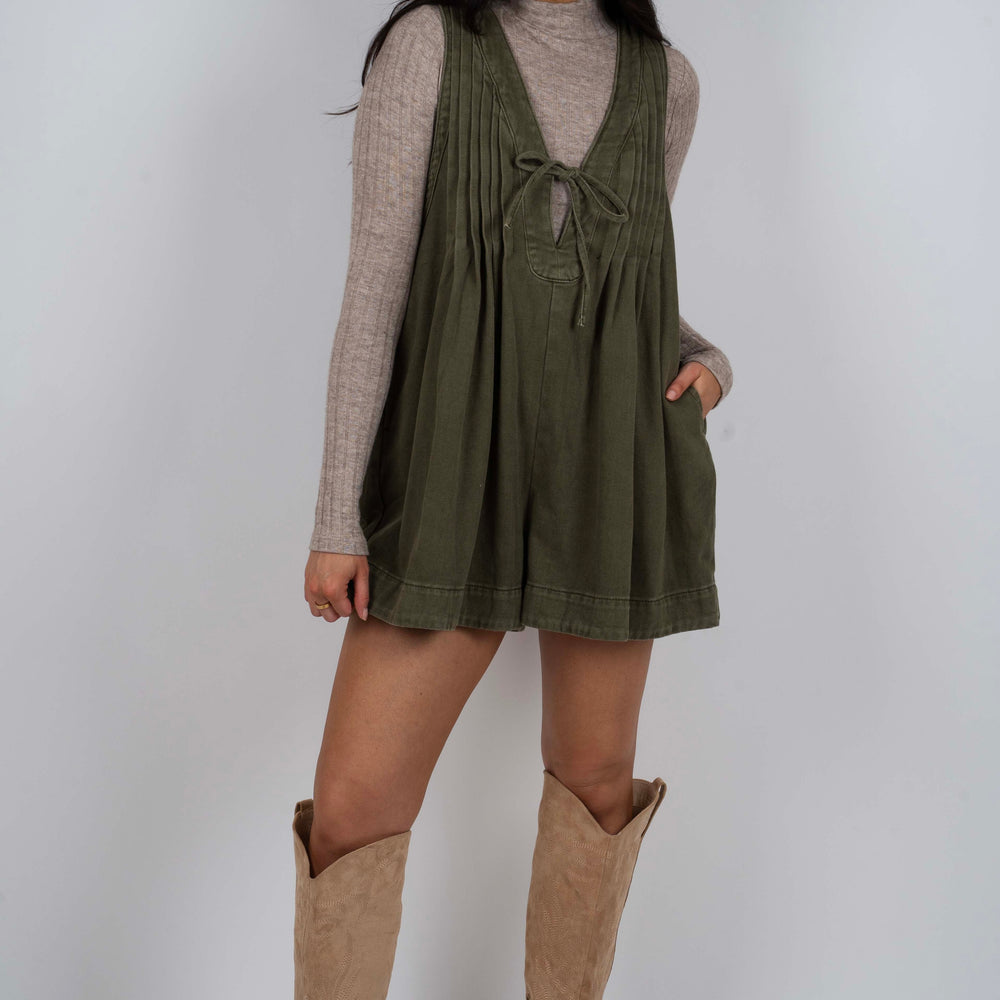 
                      
                        Towards The Sky Denim Romper (Olive)
                      
                    