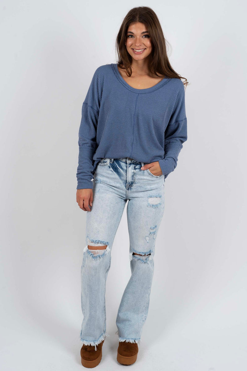Not There Yet Top (Denim)