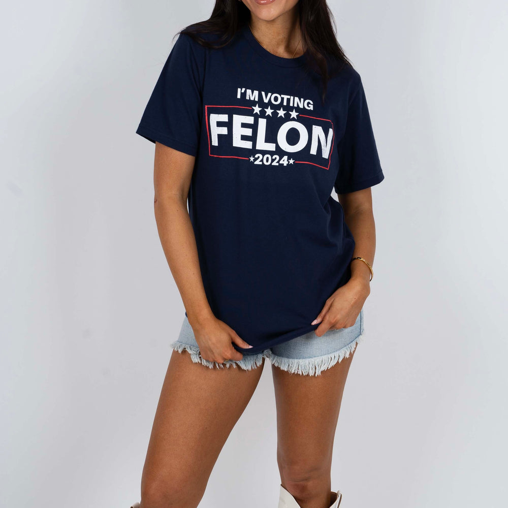 I'm Voting Felon Graphic Tee (Navy)