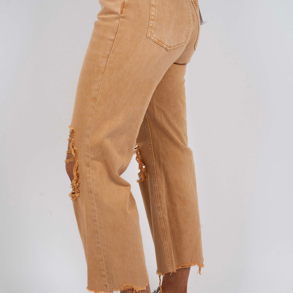 Fun & Free Cropped Jeans (Camel)