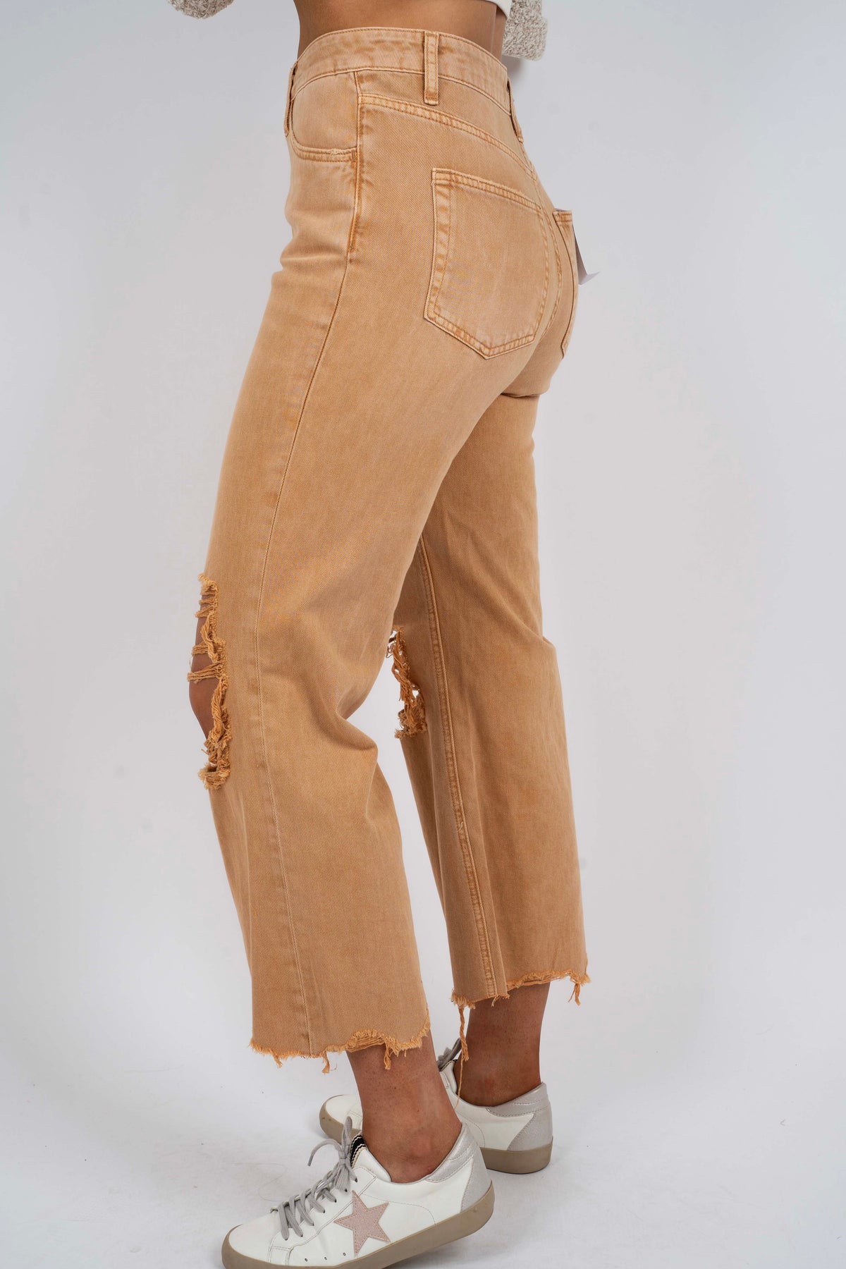 Fun & Free Cropped Jeans (Camel)