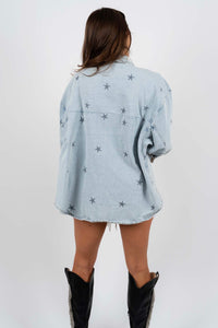 Star Print Denim Shacket