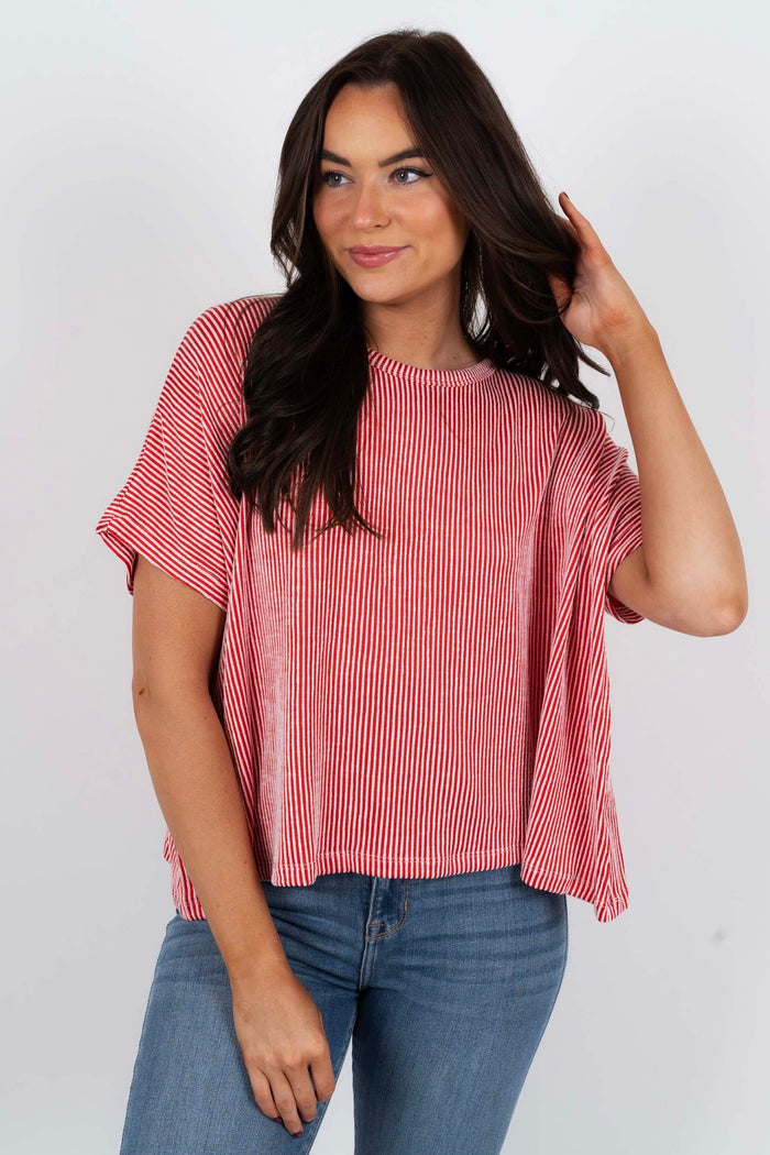 Kendall Striped Top (Ruby)