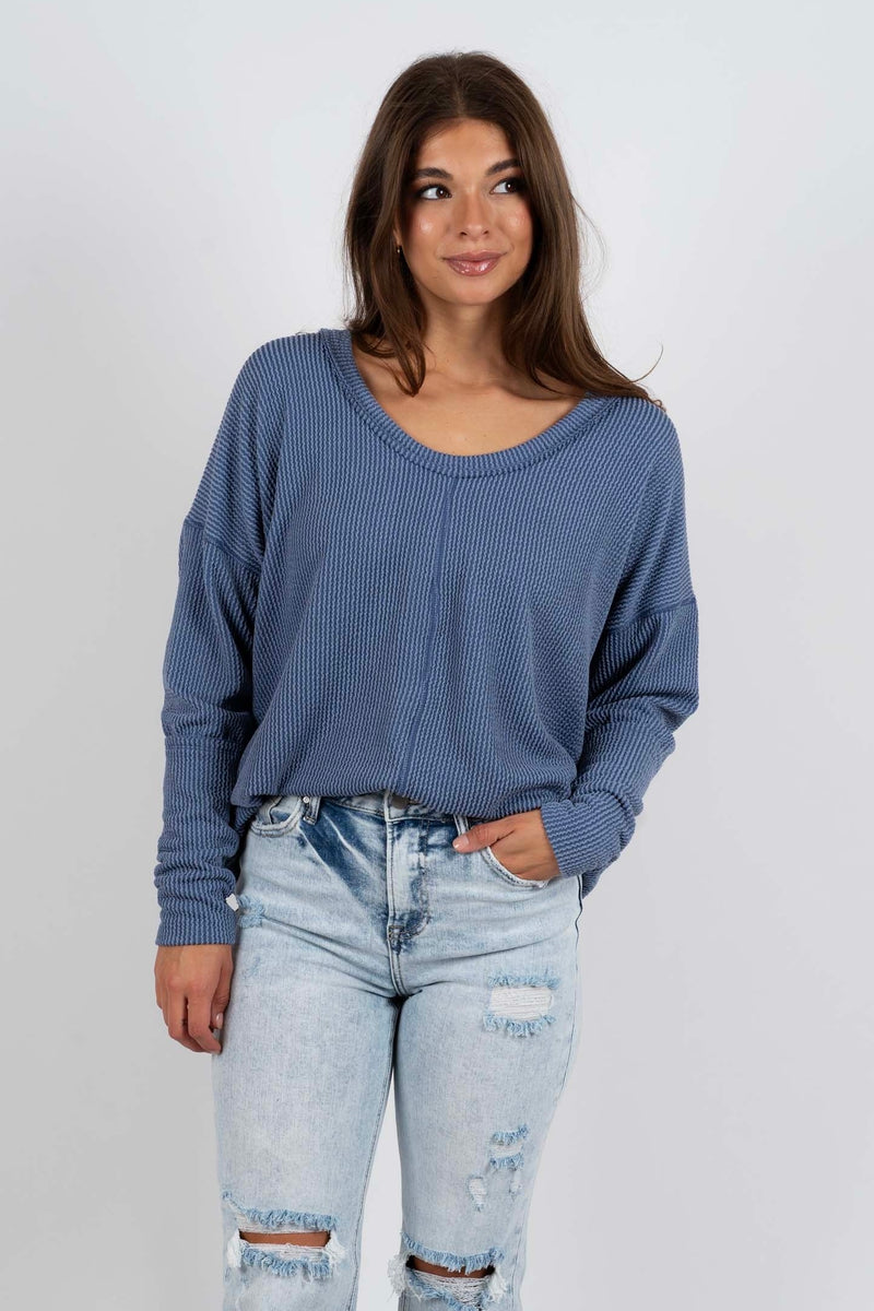 Not There Yet Top (Denim)