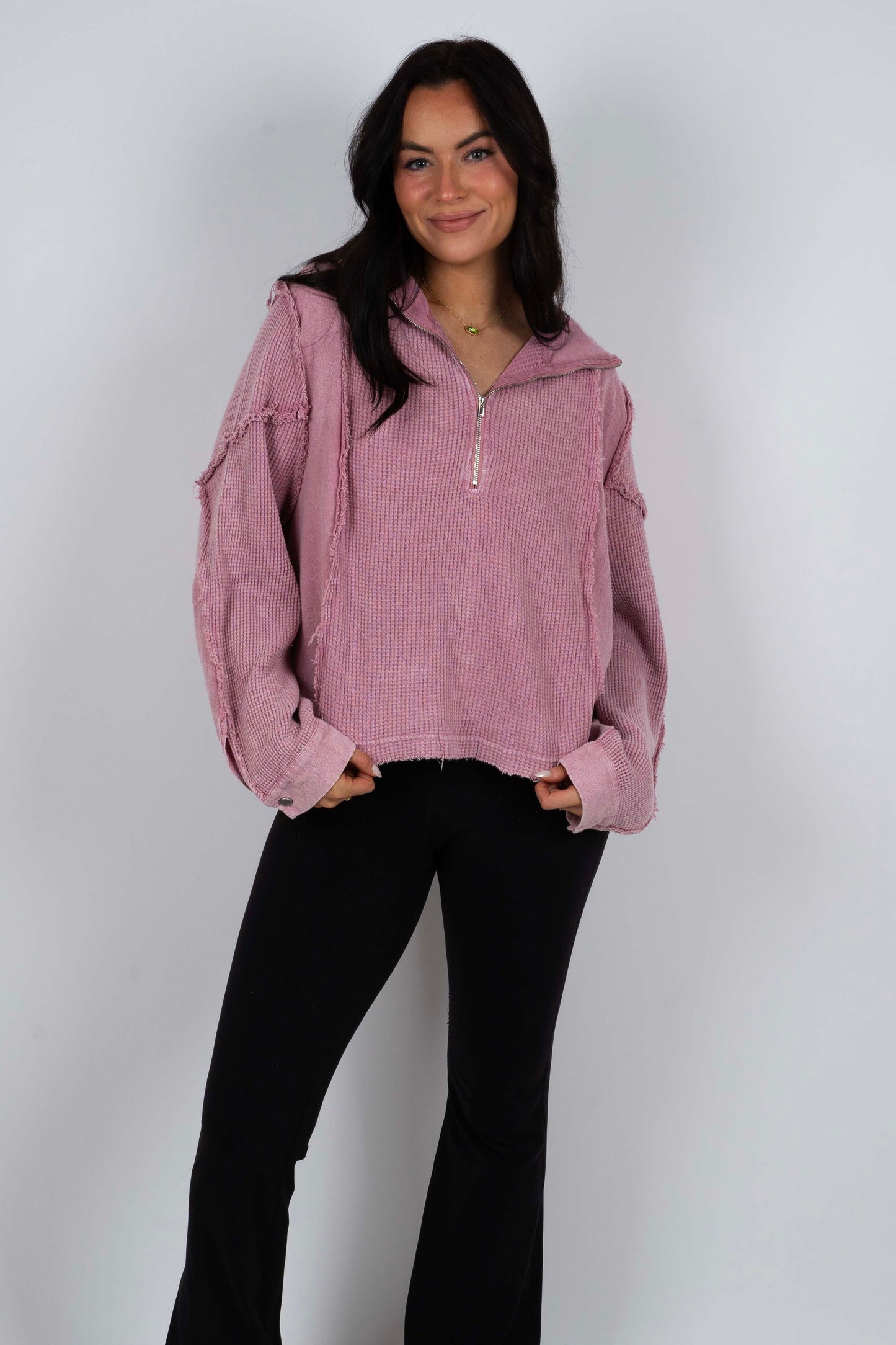 All For You Waffle Top (Mauve)