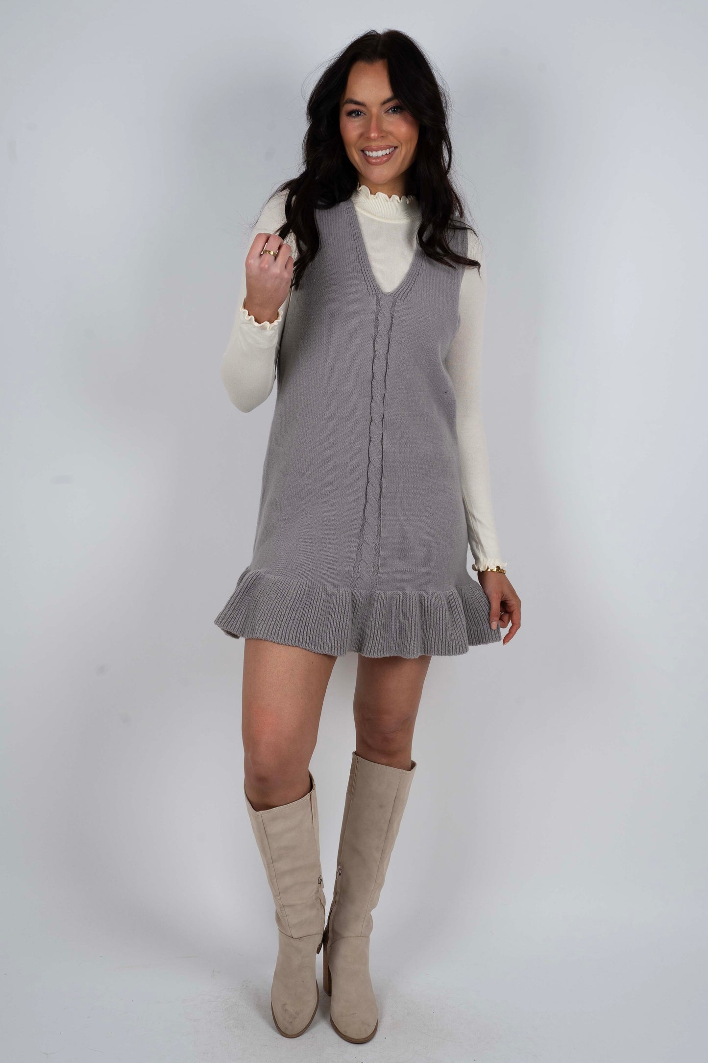 It Is Your Time Sweater Dress (Grey)