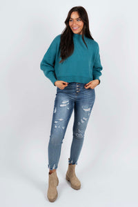Top It All Off Sweater (Dusty Teal)