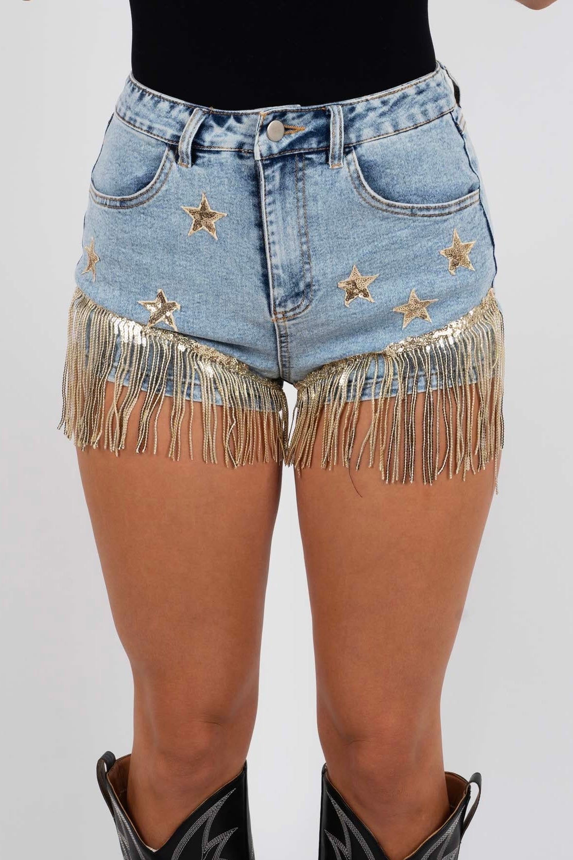 Star Patch Denim Shorts