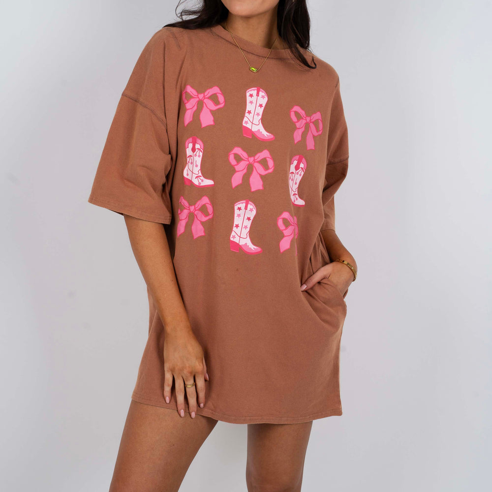 
                      
                        Boots And Ribbon T-Shirt Dress
                      
                    