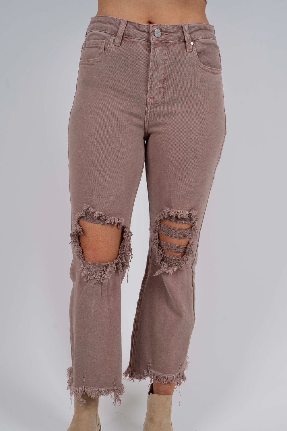 Risen Hailey Straight Leg Jeans (Mauve)