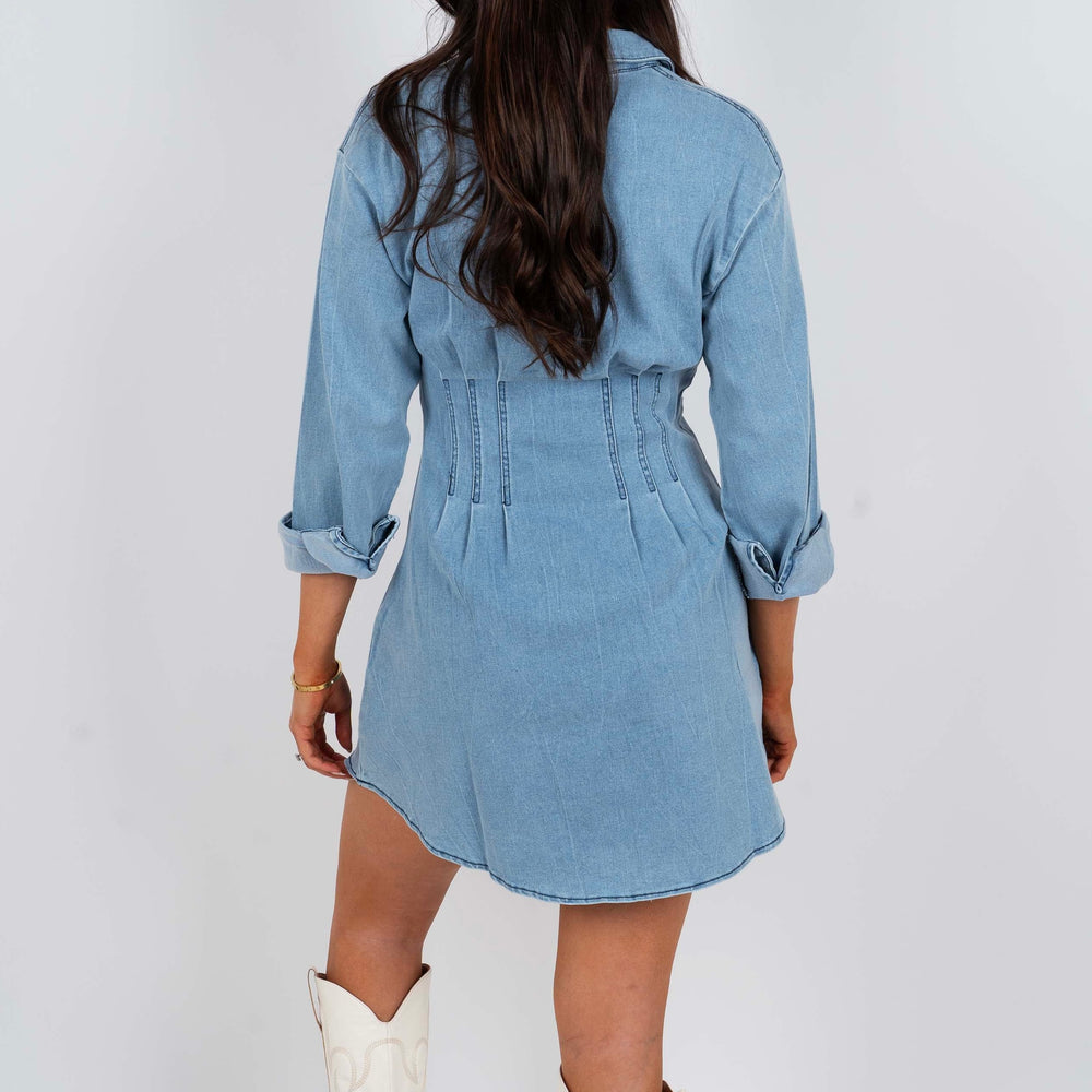 
                      
                        Pink Skies Denim Dress
                      
                    