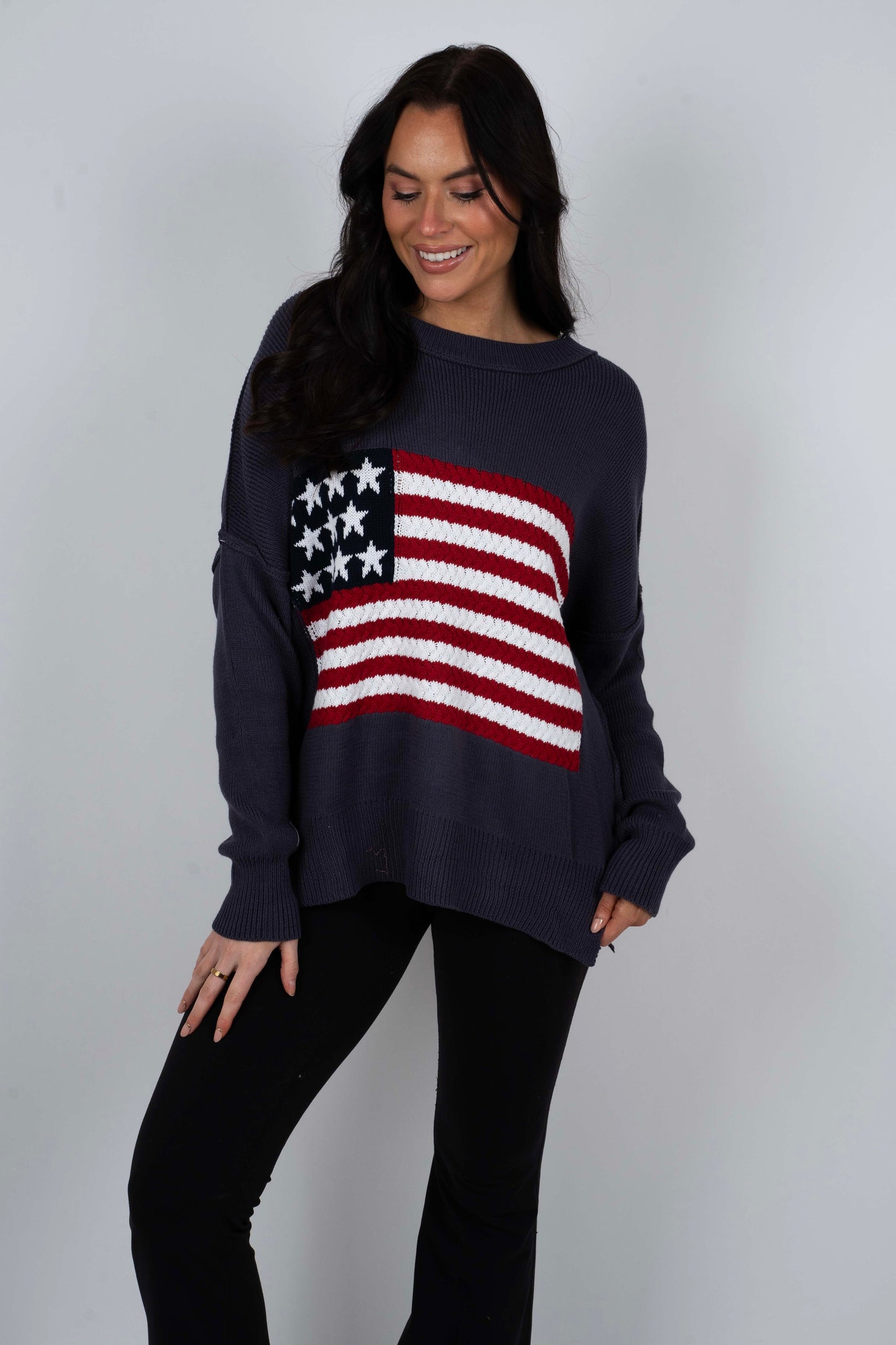 American Flag Sweater (Blue Grey)