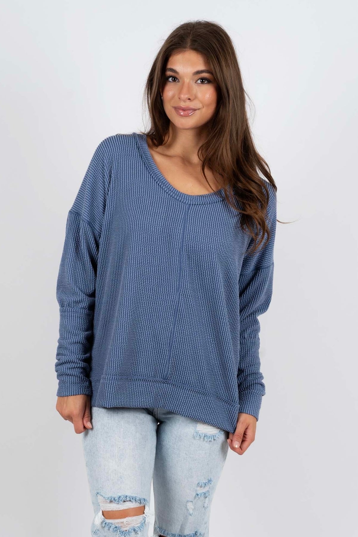 Not There Yet Top (Denim)