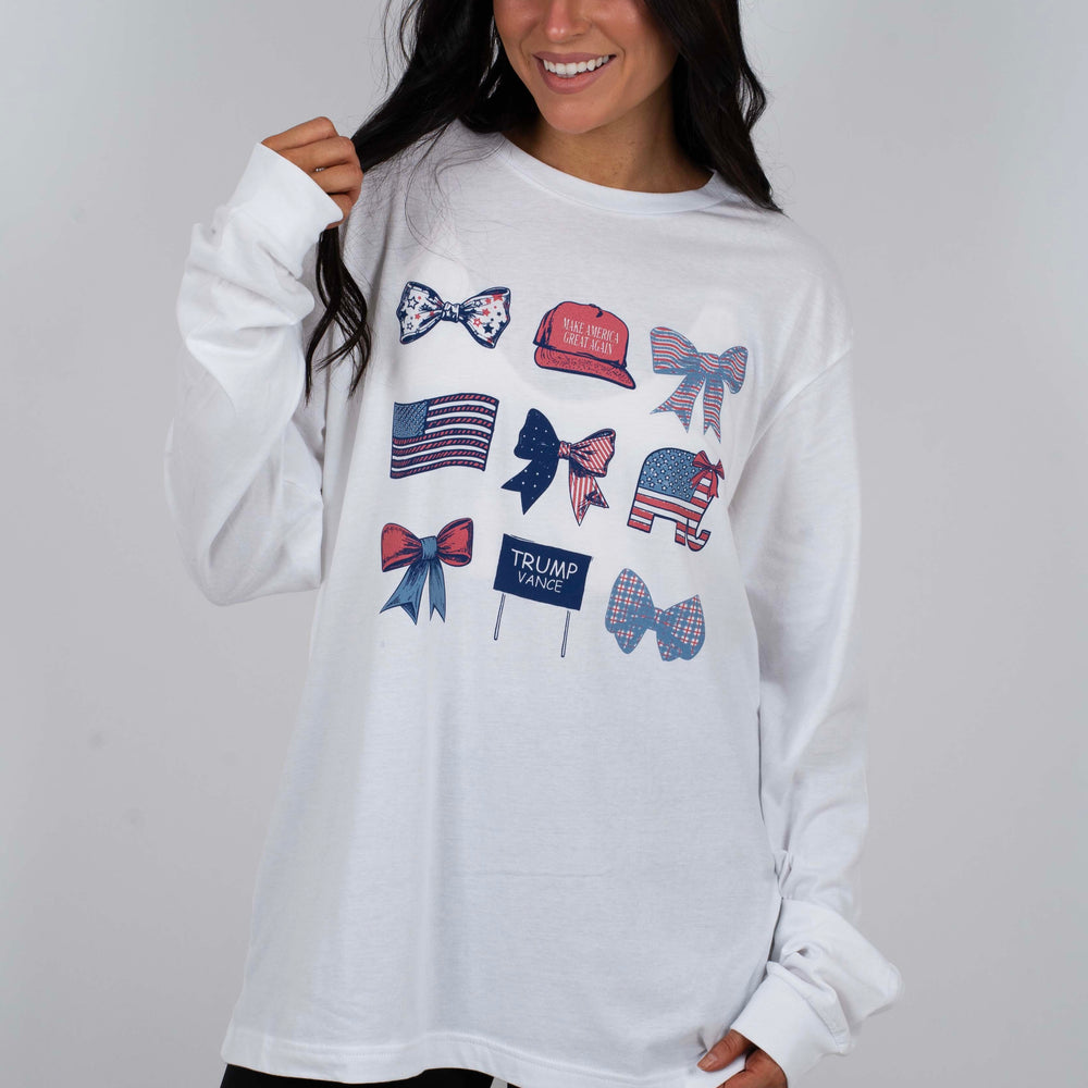 Long Sleeve Patriotic Bow Graphic Tee