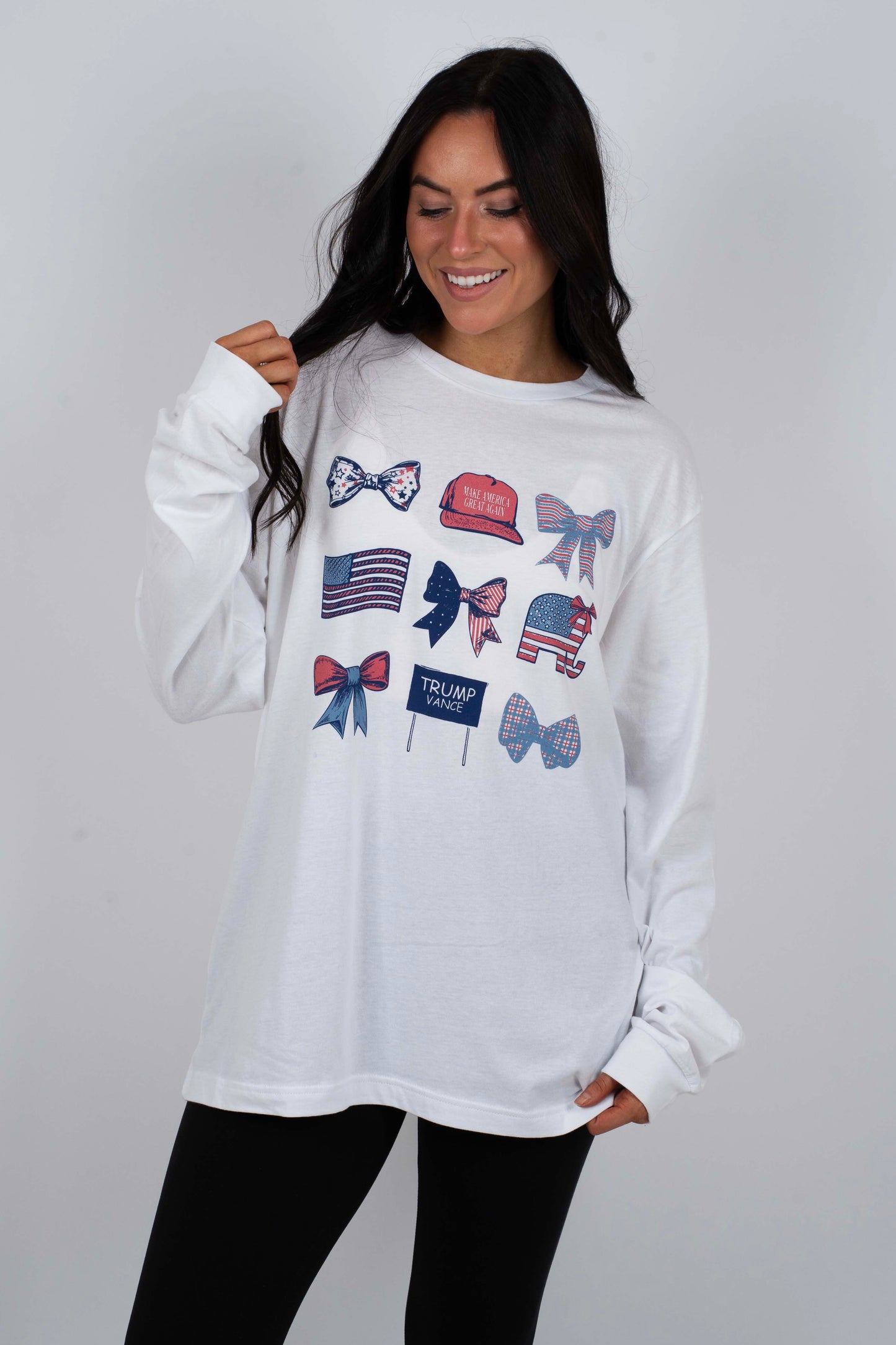 Long Sleeve Patriotic Bow Graphic Tee