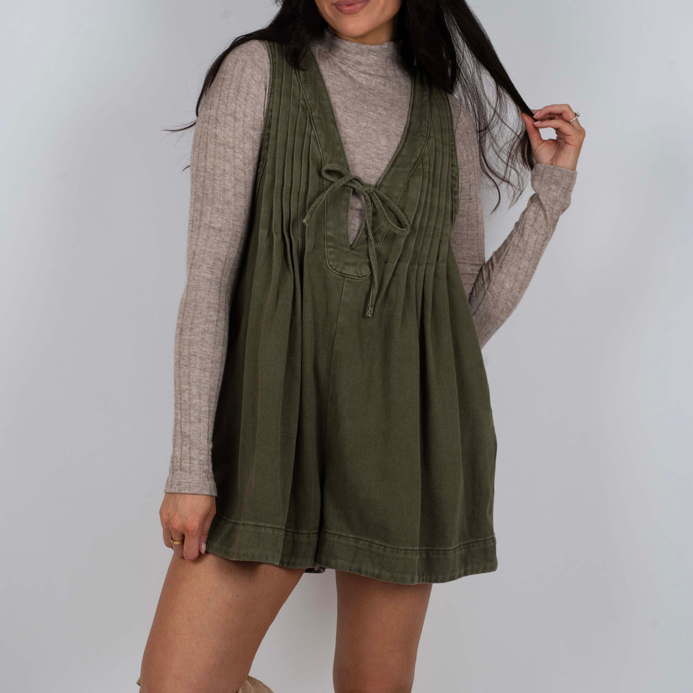 
                      
                        Towards The Sky Denim Romper (Olive)
                      
                    