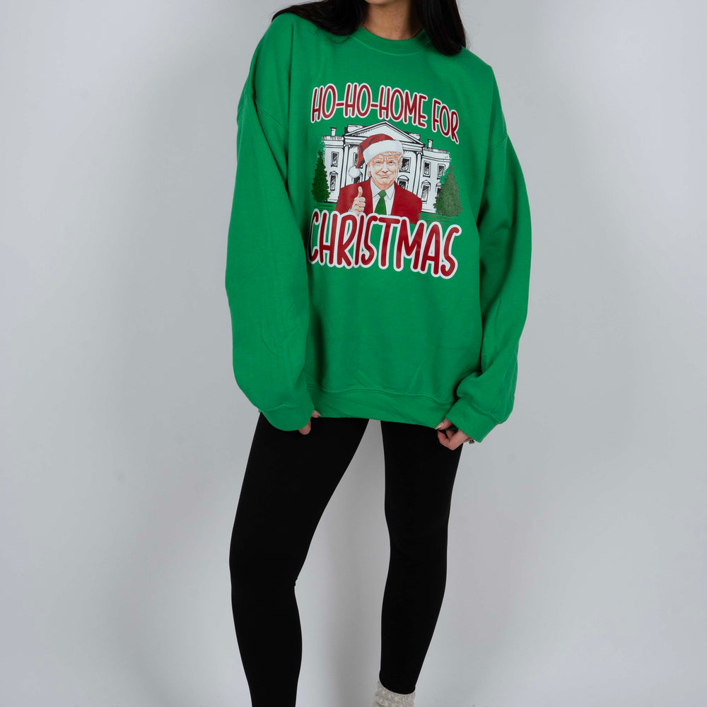 Ho-Ho-Home For Christmas Sweatshirt (Green)