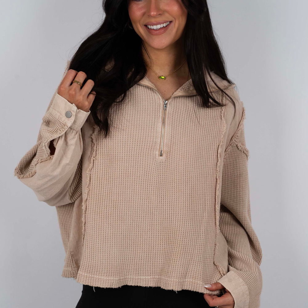 All For You Waffle Top (Taupe)