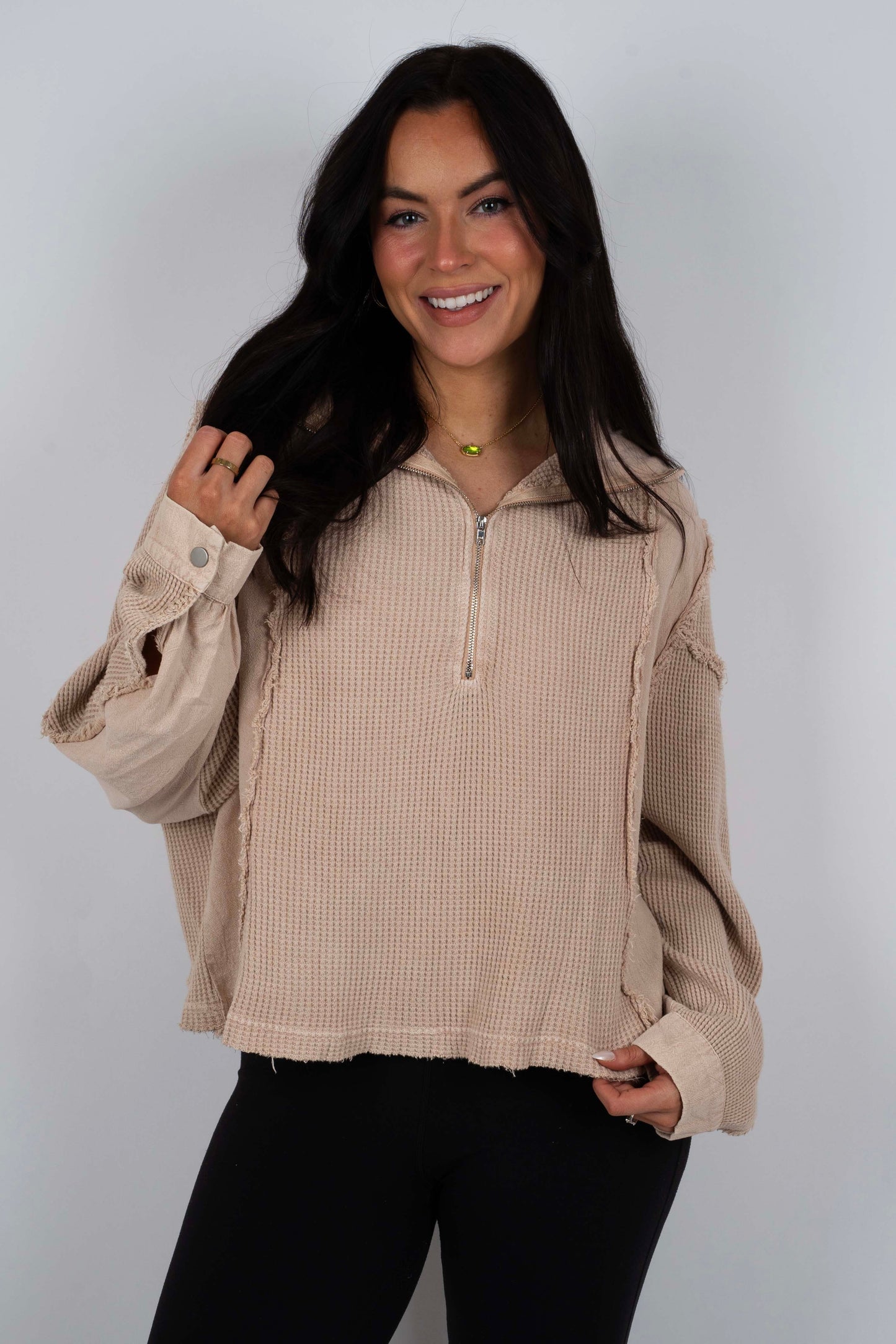 All For You Waffle Top (Taupe)