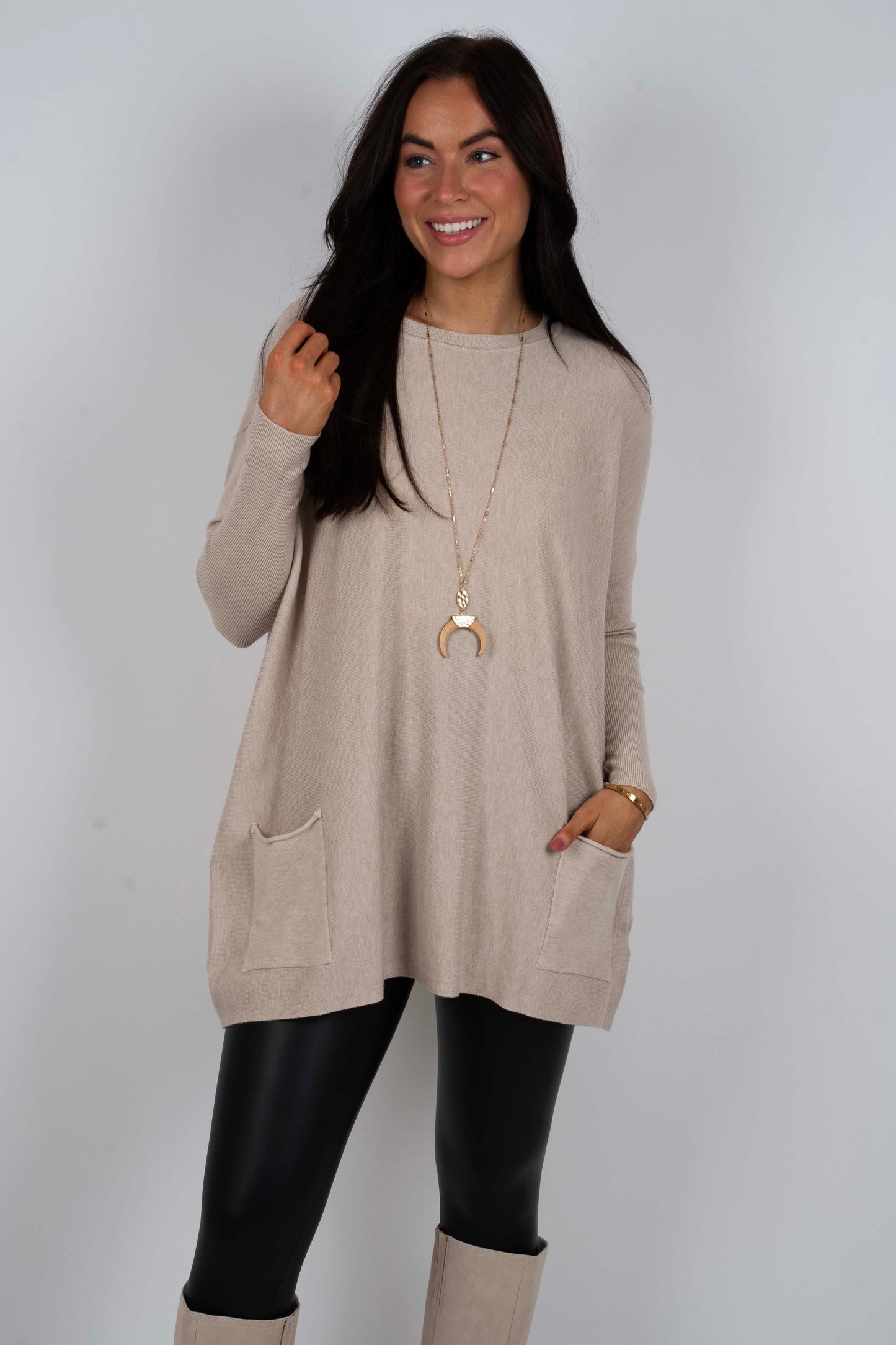 Totally Smitten Sweater (Warm Grey)