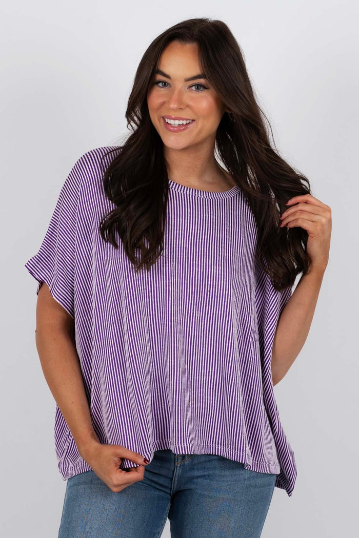 Kendall Striped Top (Violet)