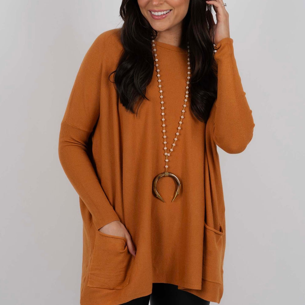 
                      
                        Totally Smitten Sweater (Caramel)
                      
                    