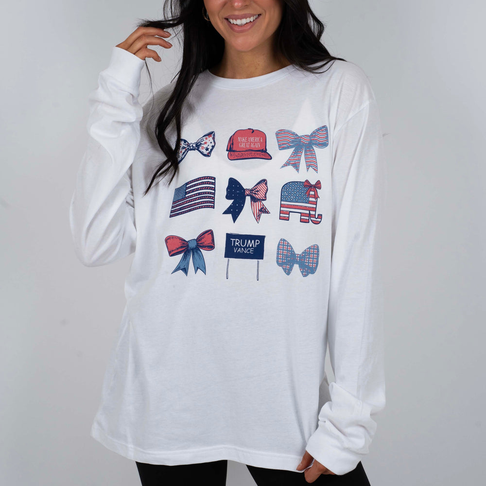 
                      
                        Long Sleeve Patriotic Bow Graphic Tee
                      
                    