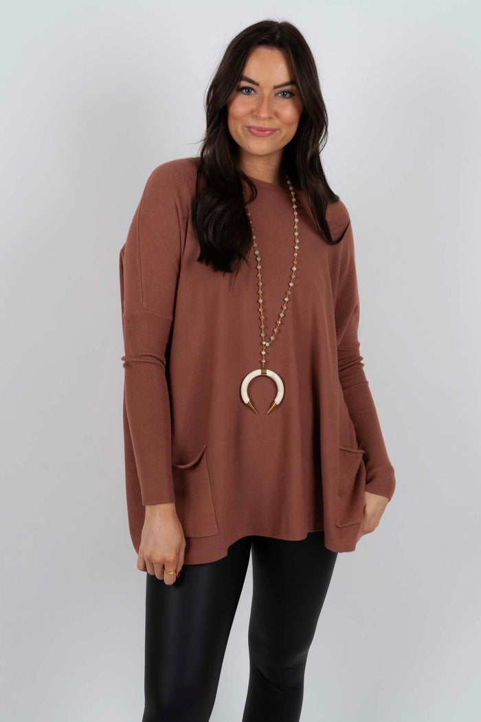 Totally Smitten Sweater (Copper Brown)