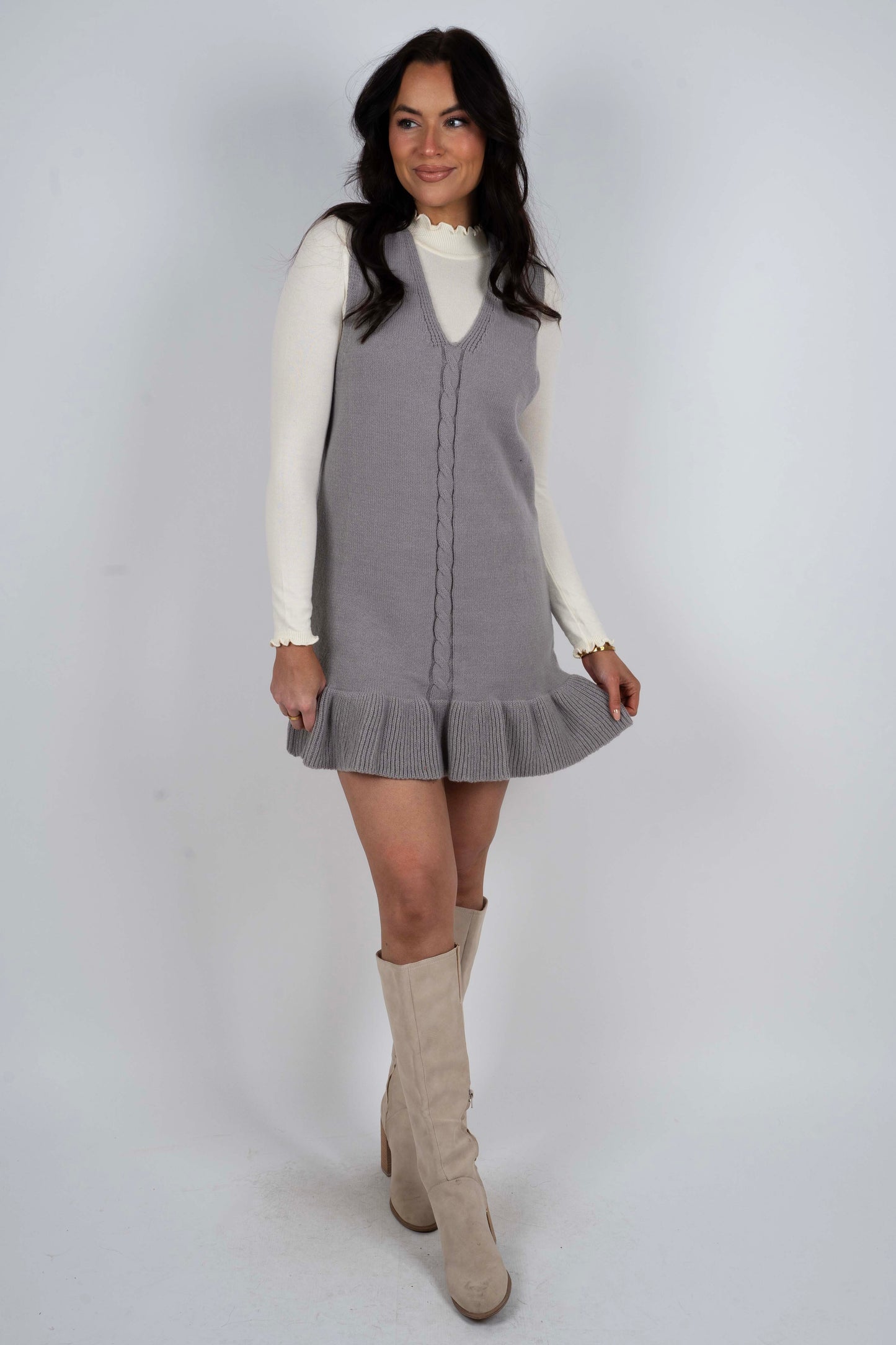 It Is Your Time Sweater Dress (Grey)