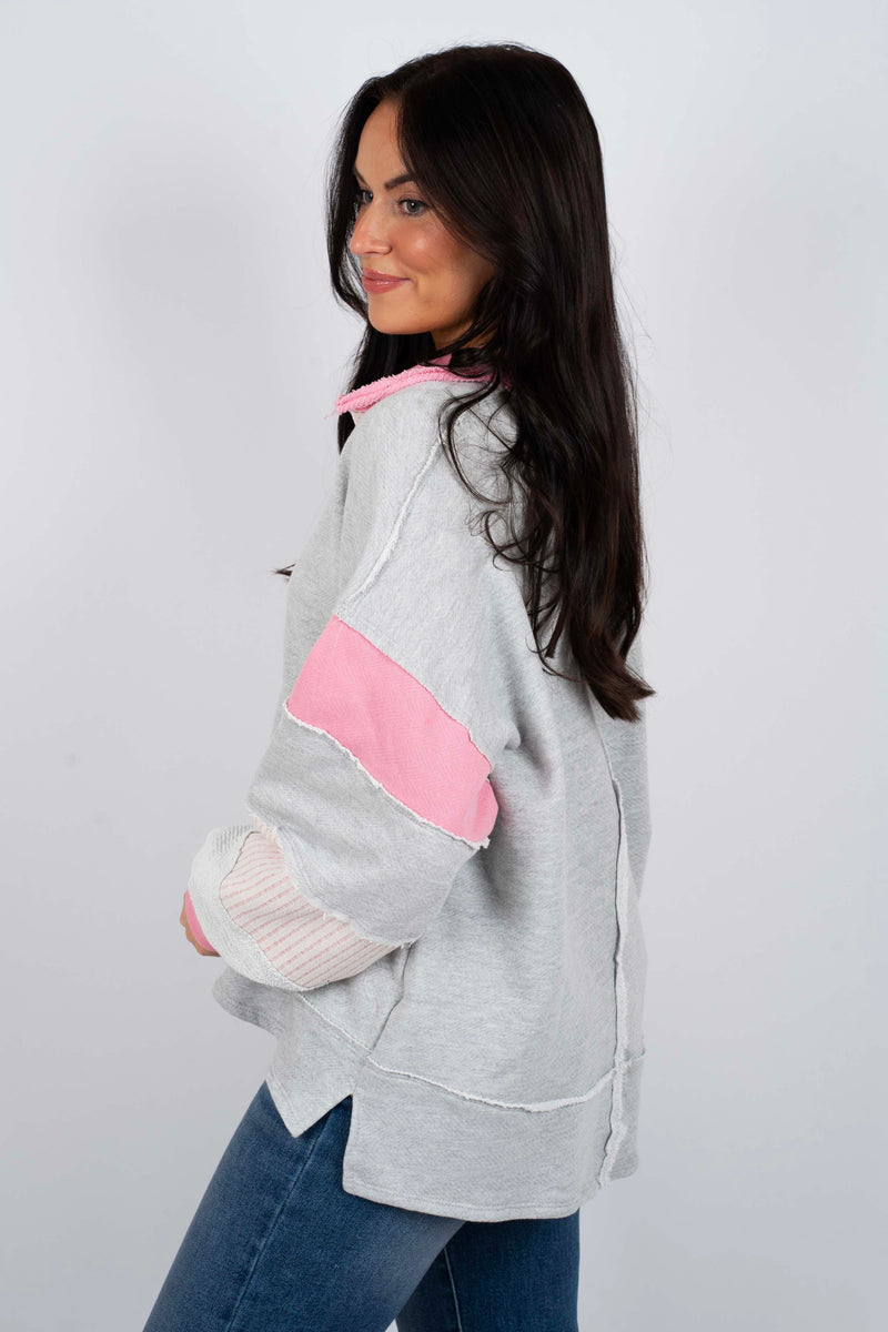 Running On Dreams Top (Pink/Grey)