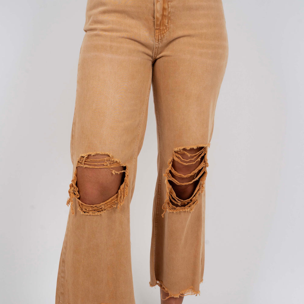 Fun & Free Cropped Jeans (Camel)