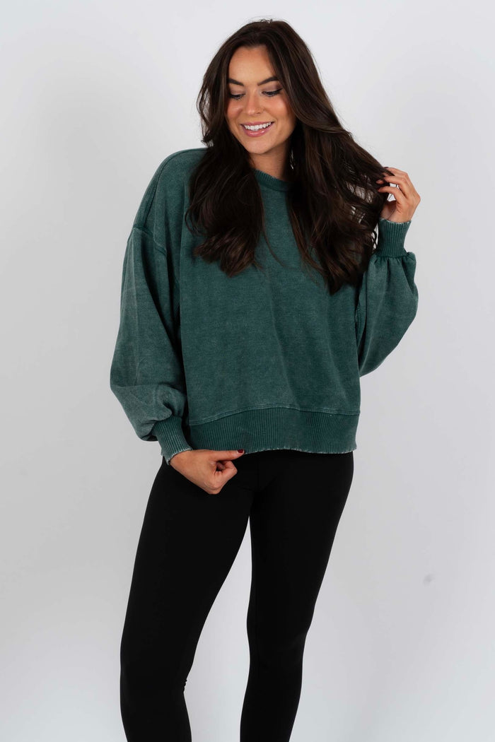 Lindsey Oversized Pullover (Dark Green)