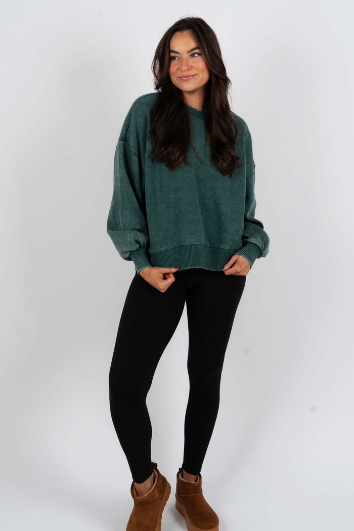 Lindsey Oversized Pullover (Dark Green)